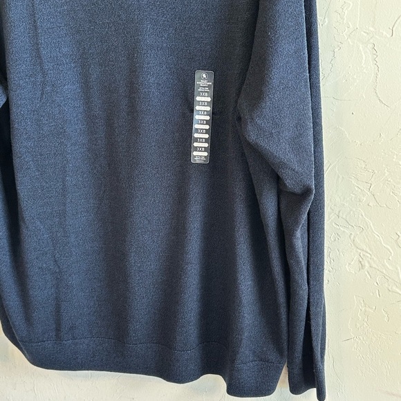 NWT Hart Schaffner Marx Dark Blue Merino Wool V-Neck Pullover Sweater Sz 3XB - Picture 2 of 11